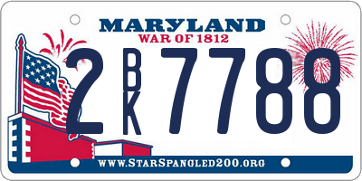 MD license plate 2BK7788