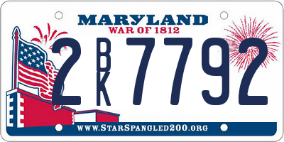 MD license plate 2BK7792