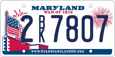 MD license plate 2BK7807