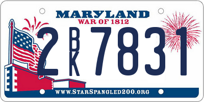 MD license plate 2BK7831