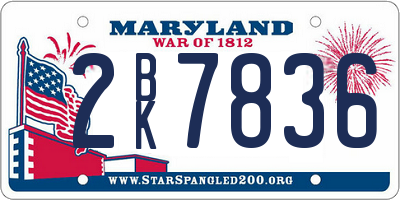MD license plate 2BK7836