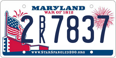 MD license plate 2BK7837