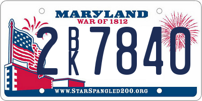 MD license plate 2BK7840