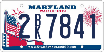 MD license plate 2BK7841