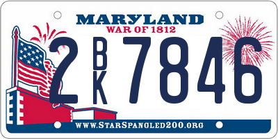 MD license plate 2BK7846