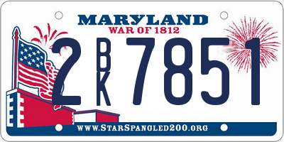 MD license plate 2BK7851