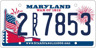 MD license plate 2BK7853