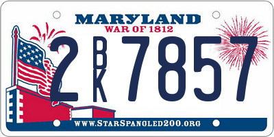 MD license plate 2BK7857
