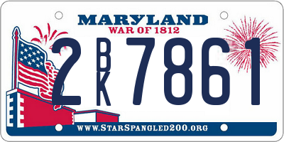 MD license plate 2BK7861