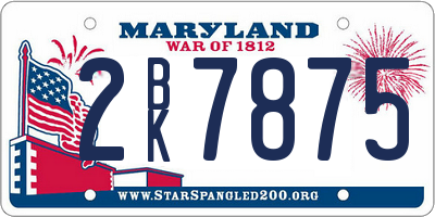 MD license plate 2BK7875