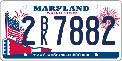 MD license plate 2BK7882