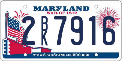 MD license plate 2BK7916