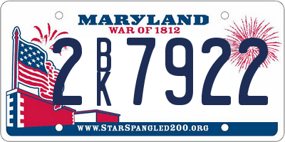 MD license plate 2BK7922
