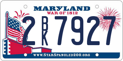 MD license plate 2BK7927