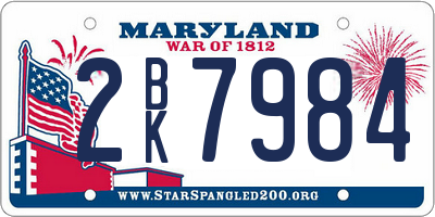 MD license plate 2BK7984
