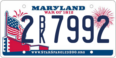 MD license plate 2BK7992