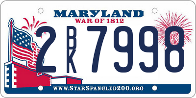 MD license plate 2BK7998