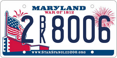 MD license plate 2BK8006