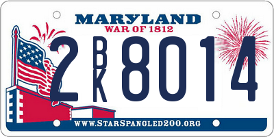 MD license plate 2BK8014