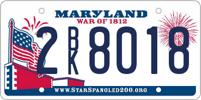 MD license plate 2BK8018