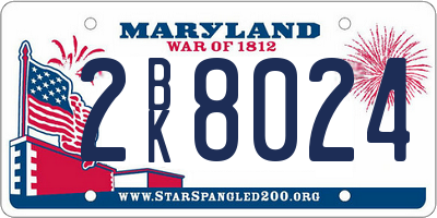 MD license plate 2BK8024