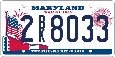 MD license plate 2BK8033