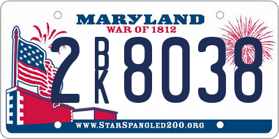 MD license plate 2BK8038