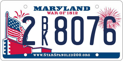MD license plate 2BK8076