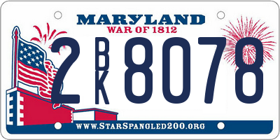 MD license plate 2BK8078