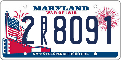 MD license plate 2BK8091