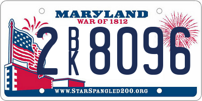 MD license plate 2BK8096