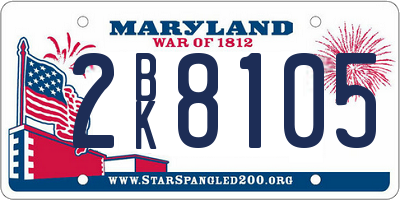 MD license plate 2BK8105