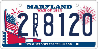 MD license plate 2BK8120