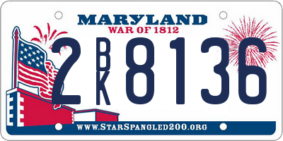 MD license plate 2BK8136