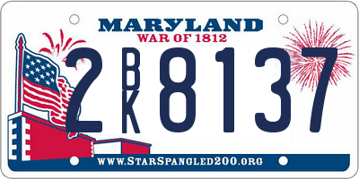 MD license plate 2BK8137