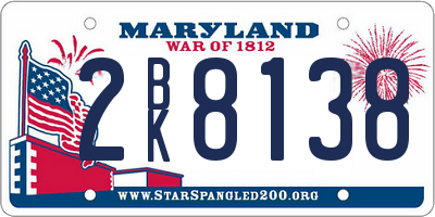 MD license plate 2BK8138