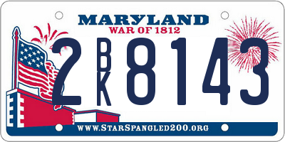 MD license plate 2BK8143