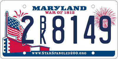 MD license plate 2BK8149