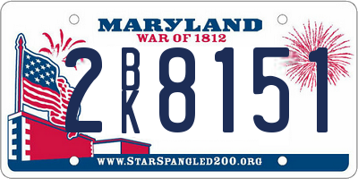 MD license plate 2BK8151
