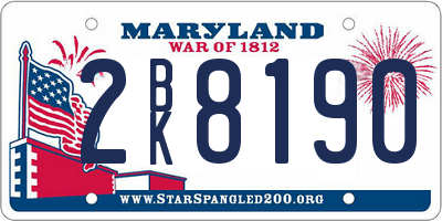 MD license plate 2BK8190