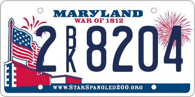 MD license plate 2BK8204
