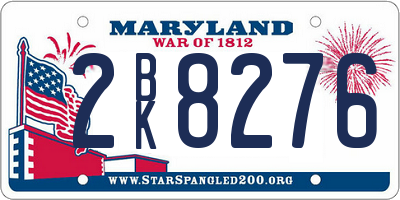 MD license plate 2BK8276