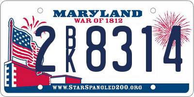 MD license plate 2BK8314