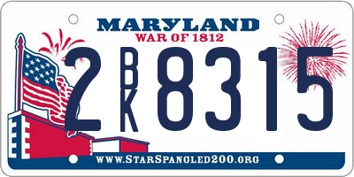 MD license plate 2BK8315