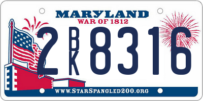 MD license plate 2BK8316