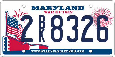 MD license plate 2BK8326