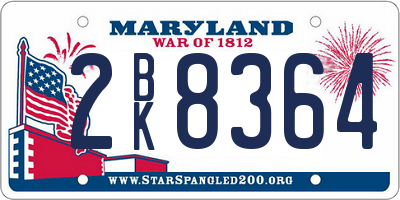 MD license plate 2BK8364