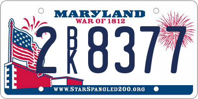 MD license plate 2BK8377