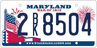 MD license plate 2BK8504