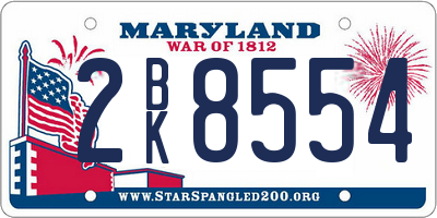 MD license plate 2BK8554